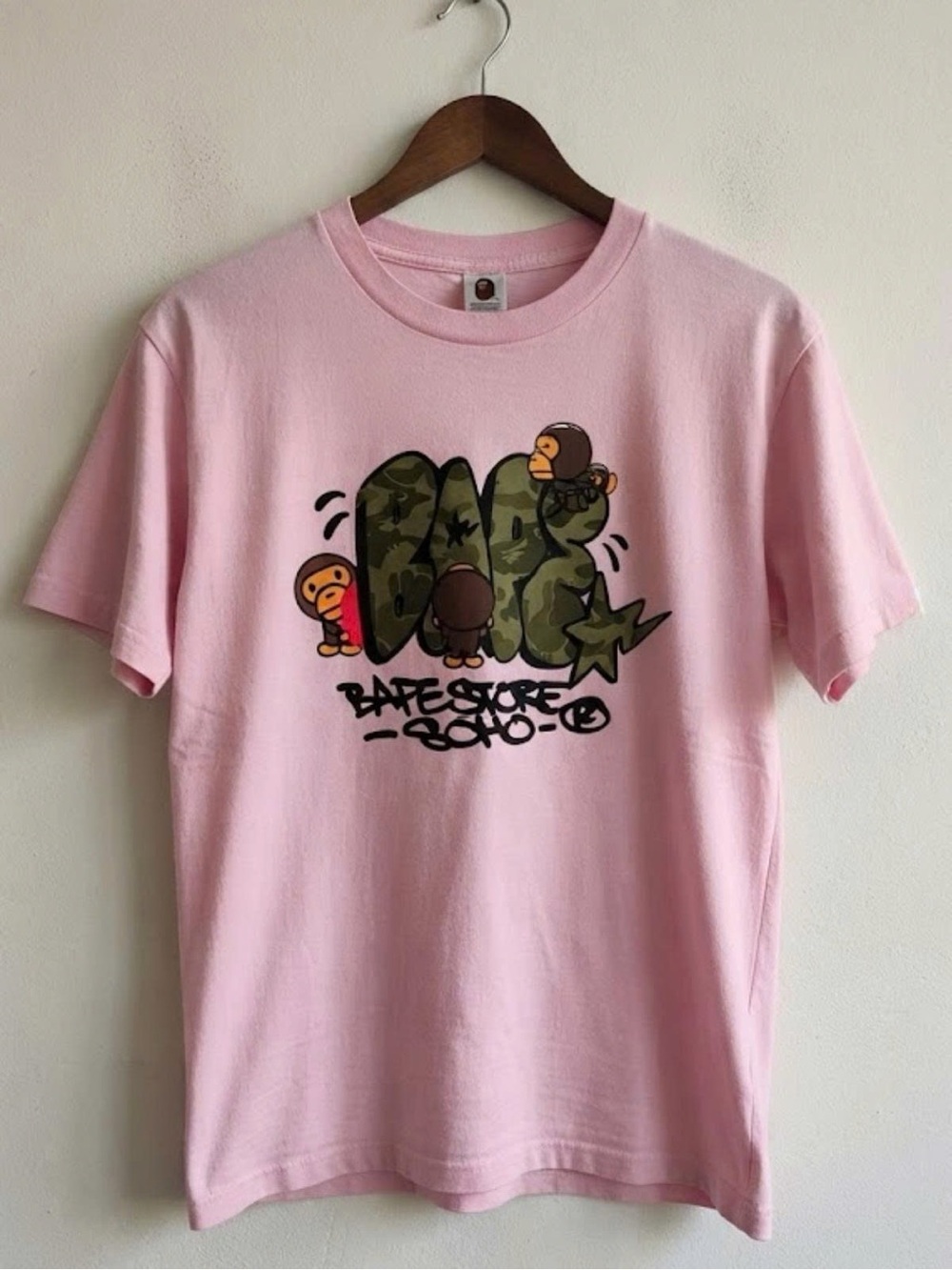 Gildan Pink Graphic Tee with Camo Bubble Lettering | Unisex Shirt